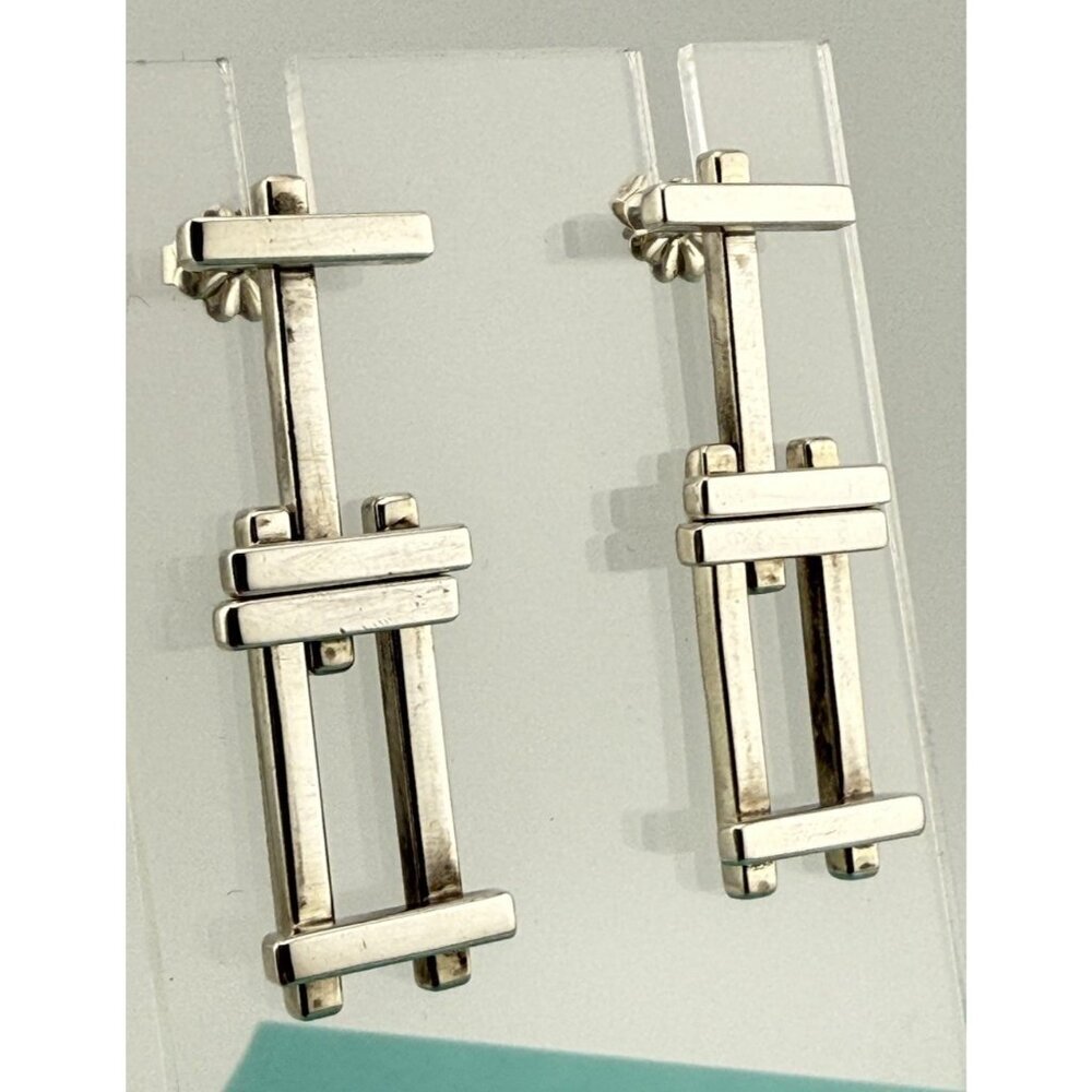 RARE Tiffany & Co. Frank Gehry Axis Drop Earrings Sterling Silver Vintage